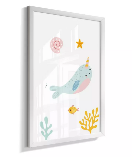 Quadro Quarto Bebê Infantil Baleia Fundo do Mar