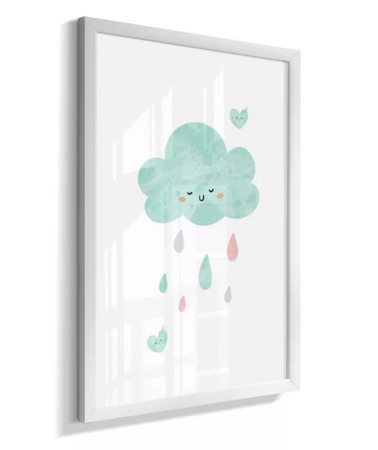 Quadro Quarto Bebê Infantil Nuvem Chuva Colorida