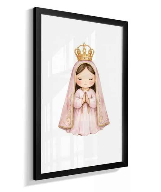 Quadro Decorativo Infantil Nossa Senhora Manto Rosa