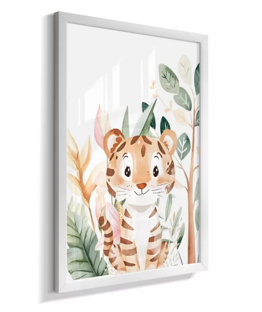 Quadro Infantil Decorativo Quarto Bebê Safari Tigre