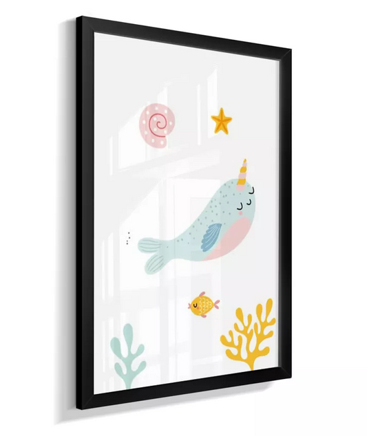 Quadro Quarto Bebê Infantil Baleia Fundo do Mar