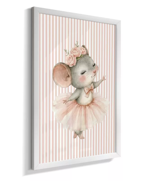 Quadro decorativo Infantil Quarto Bebê Menina Rosa Coelhinha Bailarina