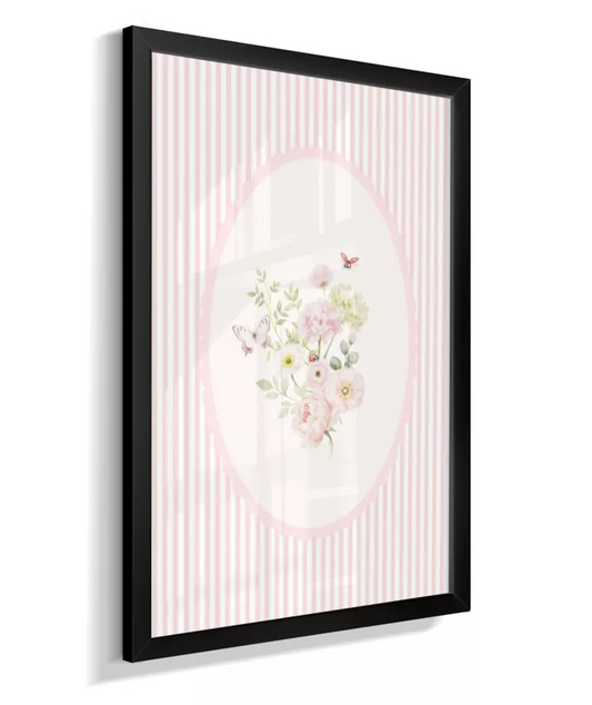 Quadro Decorativo Infantil Quarto Bebê Menina Rosa Floral Flores Delicado