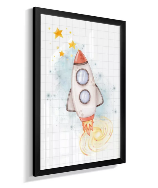 Quadro Infantil Decorativo Quarto Menino Astonaura Foguete