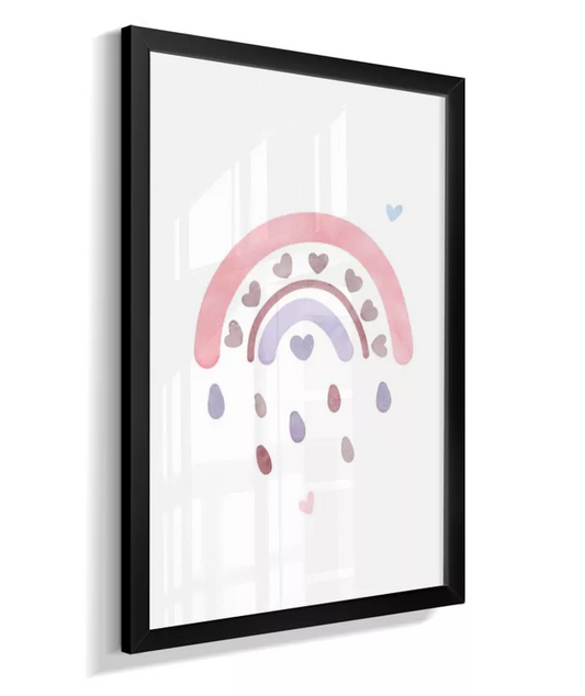 Quadro Quarto Bebê Infantil Arco-Íris de Coração