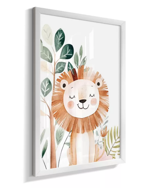 Quadro Infantil Decorativo Quarto Bebê Safari Leão