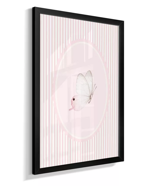 Quadro Decorativo Infantil Quarto Bebê Menina Rosa Borboleta Delicado