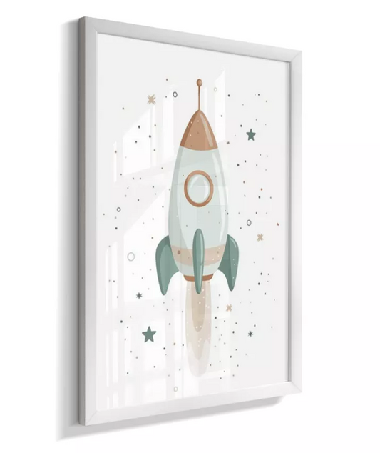 Quadro Decorativo Infantil Quarto Bebê Menino Foguete