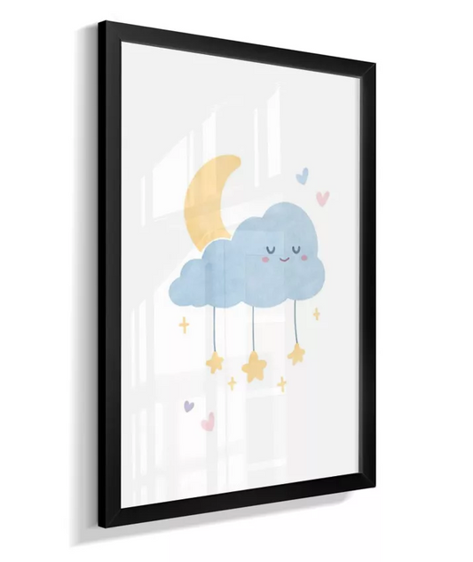 Quadro Quarto Bebê Infantil Nuvem e Lua