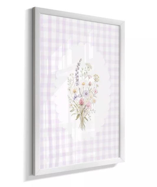 Quadro Infantil Bebê Menina Floral Lilás