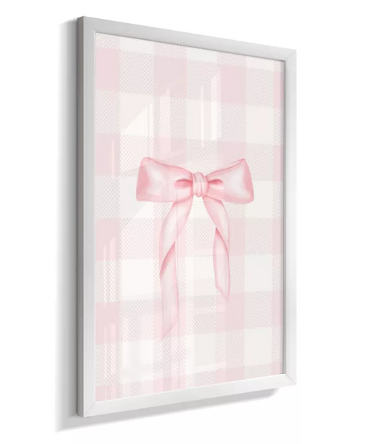 Quadro Quarto Bebê Infantil Laço Rosa