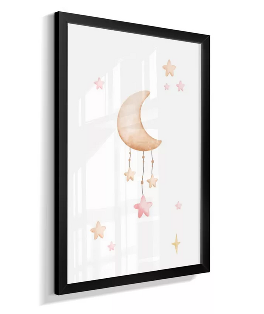 Quadro Quarto Bebê Infantil Lua e Estrelas